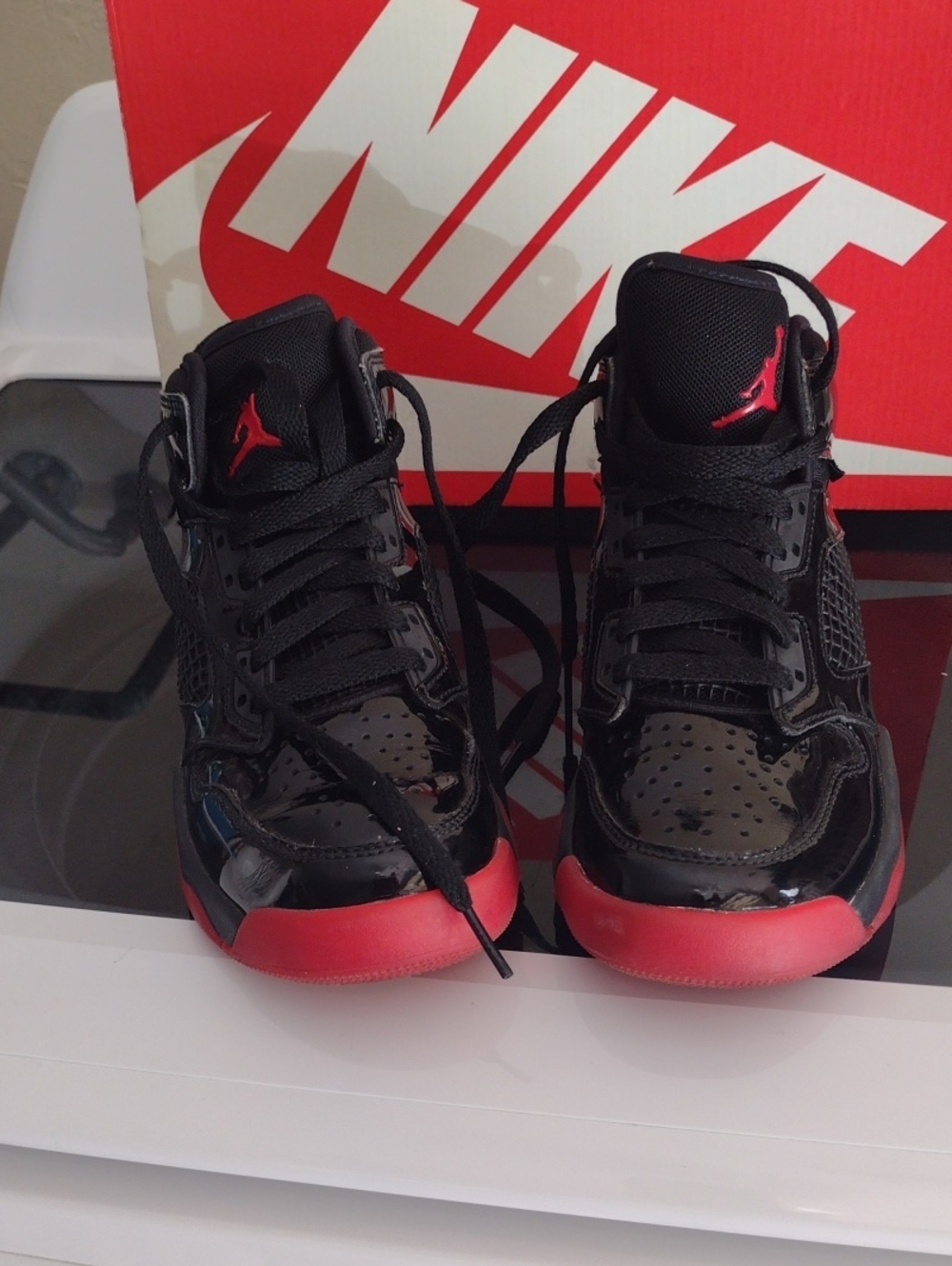 Nike Kids Black and Red High-Top Sneakers